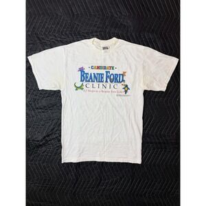 Vintage 1998 Tultex Beanie Ford Clinic Parody Graphic Tee White Mens Medium